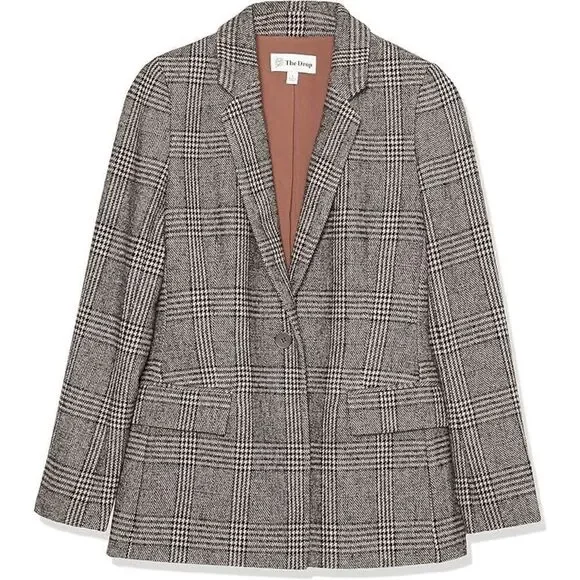 The Drop Women's Blake Tweed Plaid Long Blazer XL NWOT - Picture 11 of 12